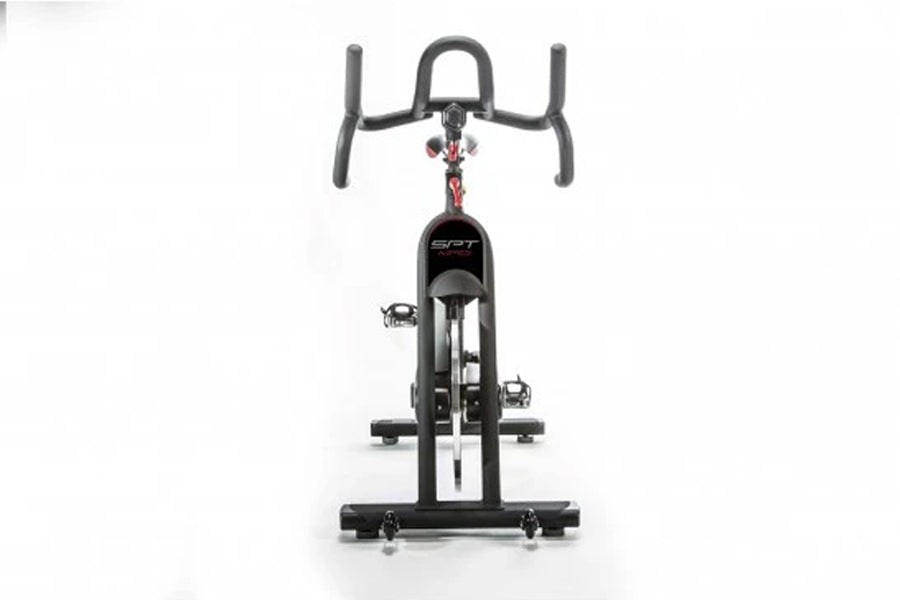 Black BodyCraft SPT-Mag indoor training cycle with curved handlebars and magnetic resistance, front view on white background