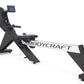 BodyCraft VR500 Pro black and silver rowing machine with digital display monitor on white background