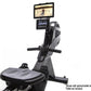 Black and gray BodyCraft VR500 Pro rowing machine with padded seat, handlebar, and digital display console mounted on top, sh