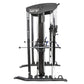 BodyCraft XFT functional trainer with dual cable towers, blue handles, and black steel frame on white background