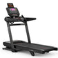 Black Bowflex T16 treadmill with digital touchscreen console, handrails, and FlexZone XL deck on white background