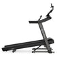 Black BowFlex T6 treadmill with curved running deck, upright handlebar with device holder, and FlexZone Deck technology on wh