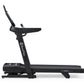 Black Bowflex T9 treadmill with upright digital display console and extended running deck on white background