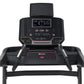 BowFlex T9 black treadmill with digital display console, numbered buttons, start and stop controls, on white background