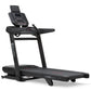 Black Bowflex T9 treadmill with digital console display, cushioned running deck, and handlebars on white background