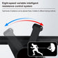 Resistance bands with eight-speed control system showing adjustment arrows and usage demonstration on black background