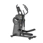 Black elliptical trainer with dual handles, digital display console, and foot pedals on white background