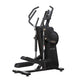 Black California Fitness E8as elliptical trainer with dual handles, digital display, and foot pedals on white background
