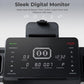 Black digital monitor display with LED screen showing speed, time, incline, calories and distance metrics, mounted on fitness