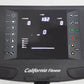 California Fitness E8i black elliptical machine console display with LED screen showing time, calories, watts, and heart rate