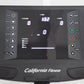 California Fitness RB8 recumbent exercise bike console with digital display showing time, calories, watts, and workout functi