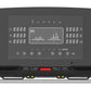 Black folding treadmill with digital display showing audio equalizer, dual digital readouts, control buttons, and silver base