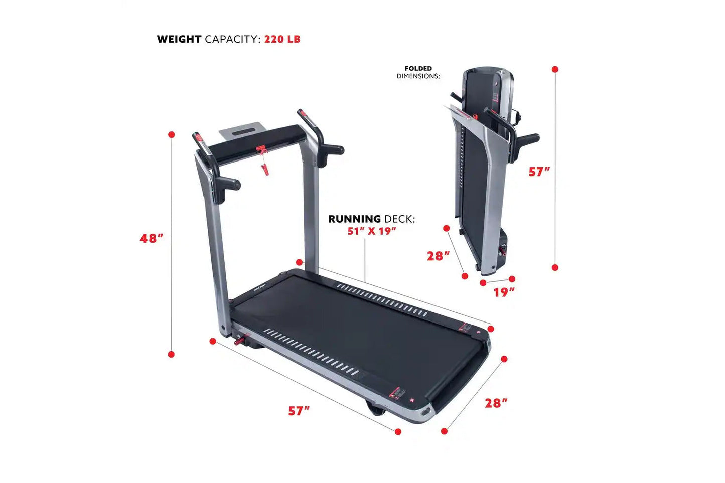 Dimensions California Fitness Malibu 7 Folding Treadmill