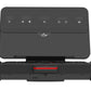 Black treadmill with digital touchscreen display, illuminated control buttons, and red accent strip on base, shown on white b