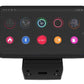 Black fitness equipment touch console displaying colorful watch faces and app icons including time, step counter, and workout