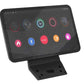 Black touchscreen console with colorful watch faces and fitness app icons including heart rate, Bluetooth, and start button