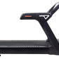 Black M12 treadmill with curved running deck and upright handlebar featuring orange accent detail, on white background