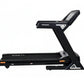 Black folding treadmill with digital touch console display, orange accent details, and model M6 designation on white backgrou