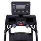 Black stair climber stepmill with digital display console showing workout metrics, control panel with colored buttons, dual s