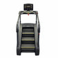 Black and gray motorized stair climber with yellow accents, digital display console with START button, and multiple step trea