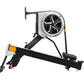 California Fitness Malibu V6 Hybrid Rowing Machine with black frame, white and gray fan wheel, and orange accents on white ba