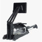 Black CityRow Max rowing machine with adjustable arm holding tablet, water resistance tank, and foot platform on white backgr