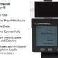 Concept2 PM5 Performance Monitor black wireless device with blue display screen and control buttons, shown with white smartph