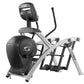 Cybex 525AT Total Body Arc Trainer Elliptical with black seat and console, silver frame, on white background