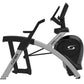 Cybex R Series lower body arc trainer elliptical with gray frame, black seat and handles, on white background