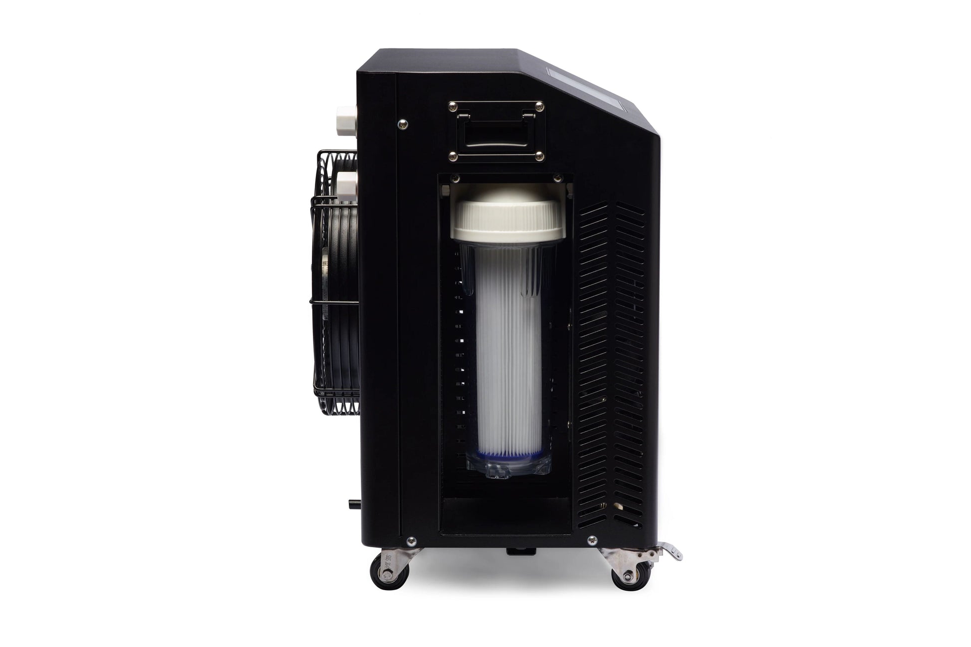 Black air conditioning unit with a filter