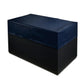 Navy and black rectangular cold plunge tub with PVC construction, shown on white background
