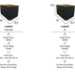 Two black cubic cold plunge tanks with gold trim shown in Standard and XL sizes, featuring dimensions, weight specifications,