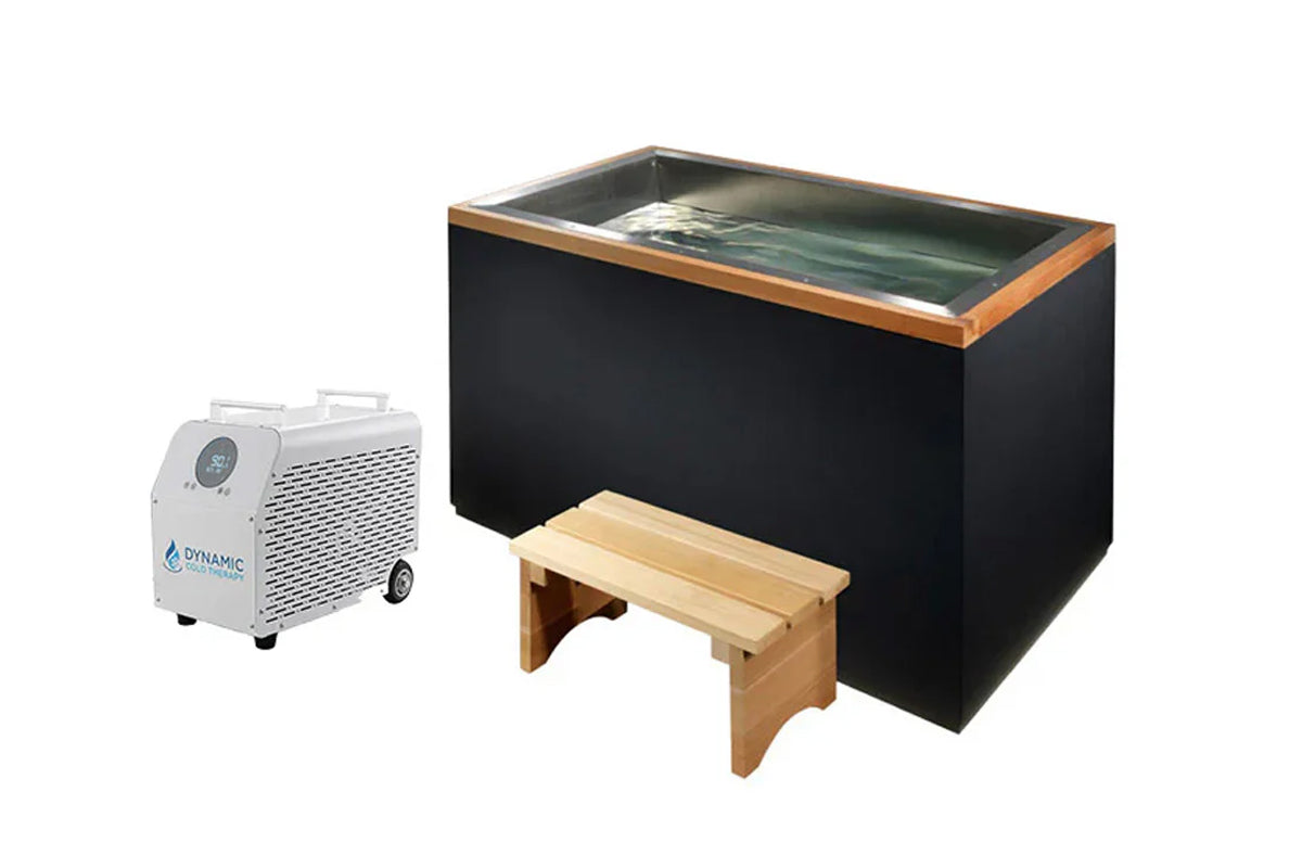 dynamic cold therapy cuboid stainless steel cold plunge xl with premier chiller
