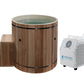 Wooden barrel with water and a white machine labeled 'Dynamic'