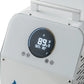 White cold therapy system with digital display showing 89.9°F temperature and set point, control buttons below screen, wall-m