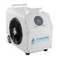 White Dynamic Cold Therapy machine with black fan, digital display showing temperature, metal handles, and caster wheels on w