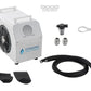 Dynamic Cold Therapy Premier Edition white and gray therapy system with fan, black hose, metal fittings, and accessories on w