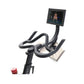 Echelon Smart Connect stationary exercise bike with black frame, curved handlebar grips, mounted touchscreen display, and red