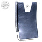 Navy and white leather kick shield with star detail and branded trim, flat lay on white background