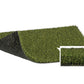 Warrior Firm Turf artificial grass roll showing green textured surface with black drainage backing, flat lay on white backgro