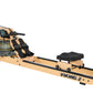 FluidRower Viking 2 Plus Select fluid rower with natural wood frame, black footplate, and water resistance tank on white back
