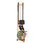 FluidRower Viking 2 Plus Select Fluid Rower with natural wood frame, black straps and footrest, digital monitor, on white bac