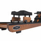 FluidRower Viking 3 wooden rowing machine with black accents and fluid resistance tank on white background
