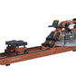 Viking Pro XL brown fluid rowing machine with black seat, digital monitor, and water resistance tank on white background