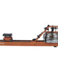 Viking Pro XL brown wood rowing machine with black accents, water resistance tank, and sliding seat on white background