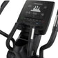 Freemotion e10.9b black elliptical machine with digital display showing metrics and dual handles, front view on white backgro