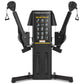 Freemotion G424 Dual Cable Cross Lite black strength training machine with dual adjustable arms and instruction chart on whit