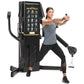 Freemotion Genesis Dual Cable Cross Lite machine in black with woman demonstrating chest fly exercise movement