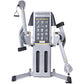 Freemotion Genesis Dual Cable Cross Lite machine with gray frame, black foot pedals, and instruction chart on central column,