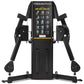 Freemotion Genesis Dual Cable Cross Lite black exercise machine with dual cable arms and exercise guide chart, front view on 